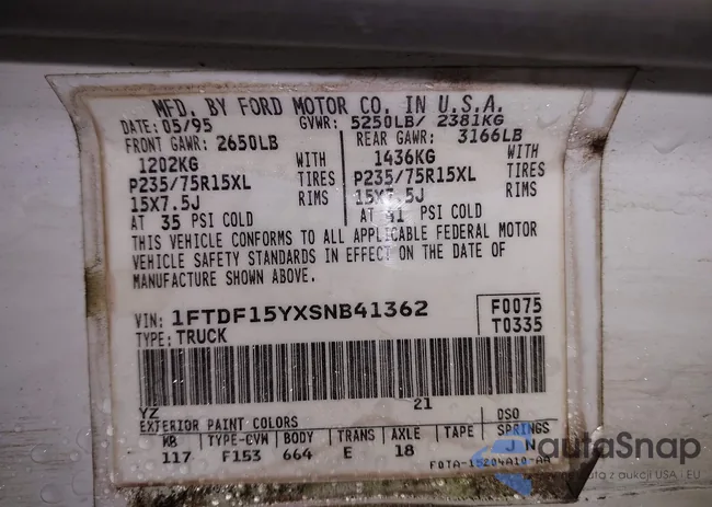 1FTDF15YXSNB41362: 43812997