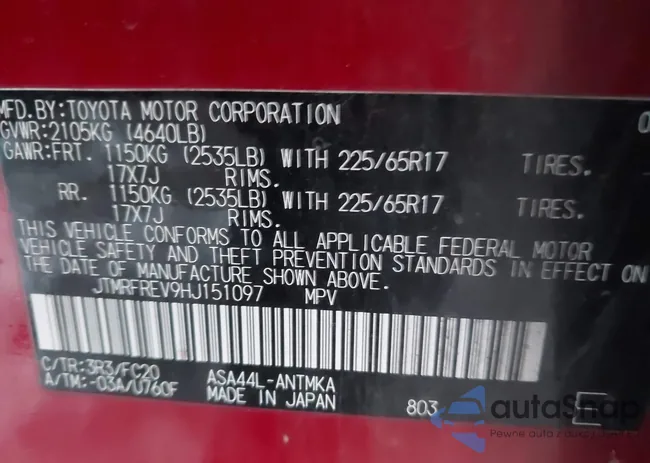 JTMRFREV9HJ151097: 43813011