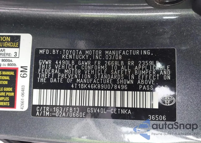 4T1BK46K89U078496: 43813034