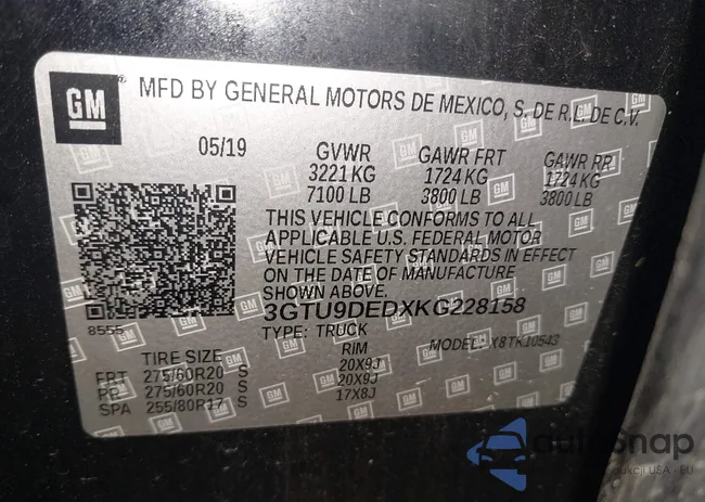 3GTU9DEDXKG228158: 43813045