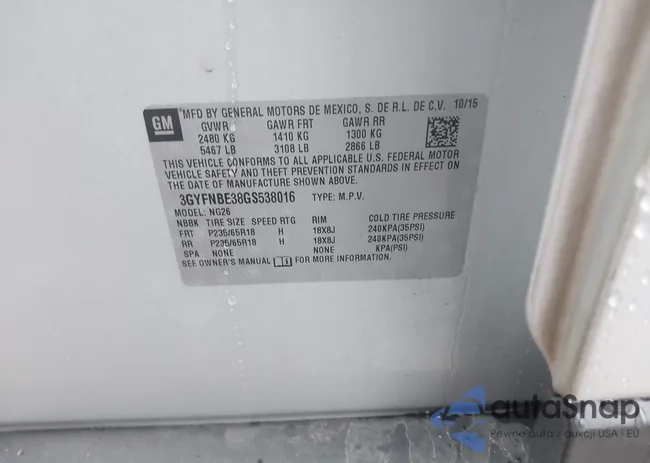 3GYFNBE38GS538016: 43813050