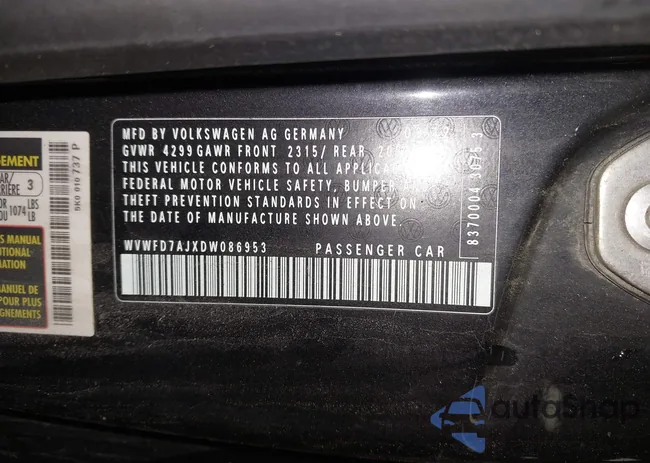 WVWFD7AJXDW086953: 43813096