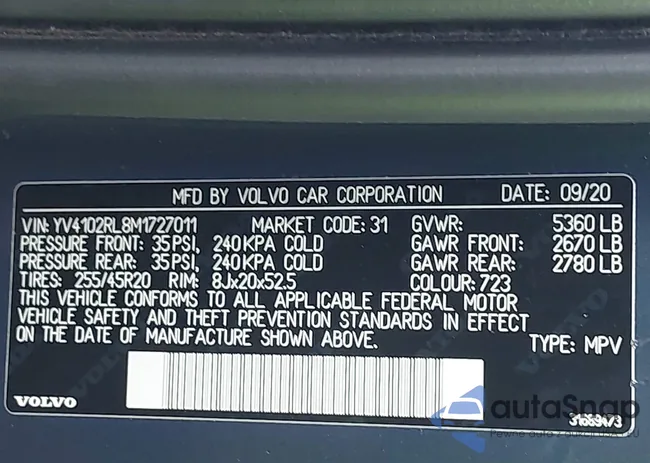 YV4102RL8M1727011: 43813269