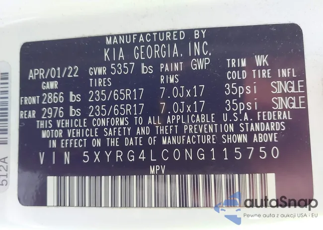 5XYRG4LC0NG115750: 43813465