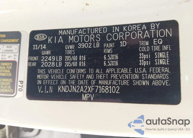 KNDJN2A2XF7168102: 43813500