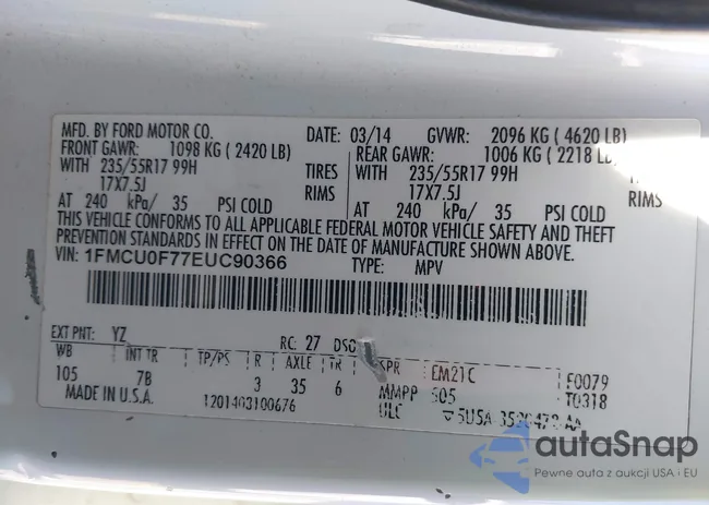 1FMCU0F77EUC90366: 43812648