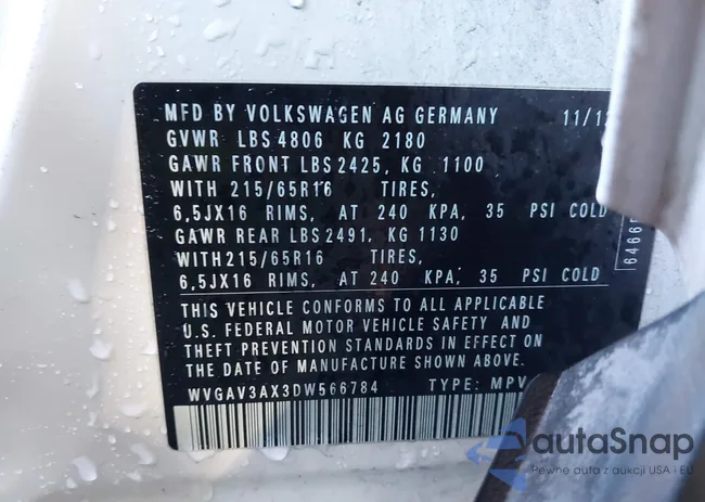 WVGAV3AX3DW566784: 43812827