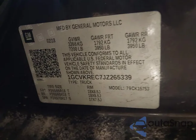 1GCVKREC7JZ265339: 43812862