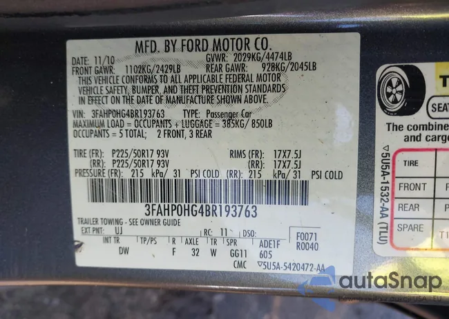 3FAHP0HG4BR193763: 43812909