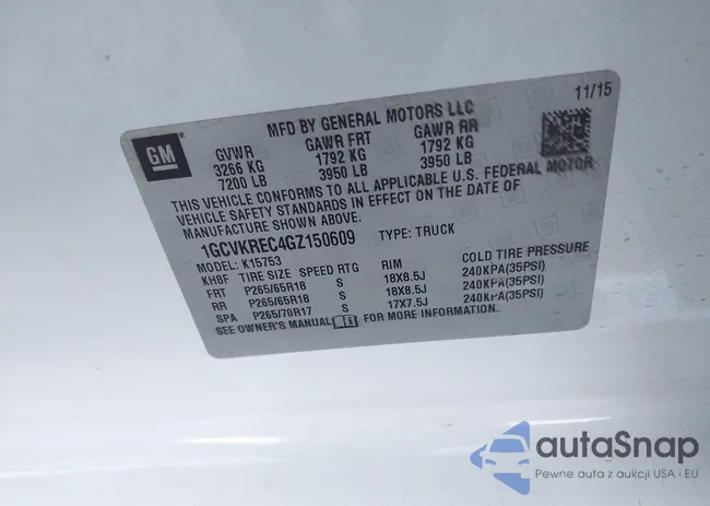 1GCVKREC4GZ150609: 43814047