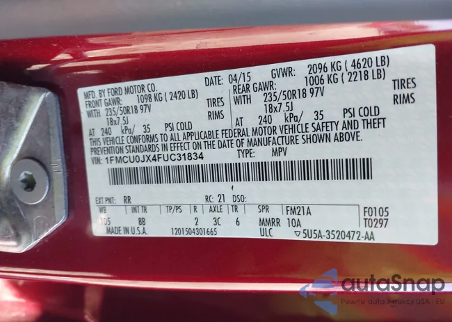 1FMCU0JX4FUC31834: 43814090