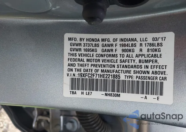 19XFC2F71HE221885: 43814125