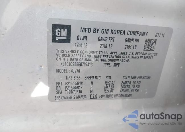 KL4CJCSB8EB707413: 43814148