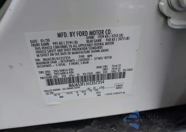 MAJ6S3FL5LC357254: 43814150