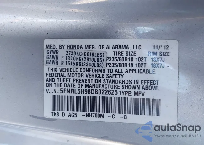 5FNRL5H98DB022625: 43814219