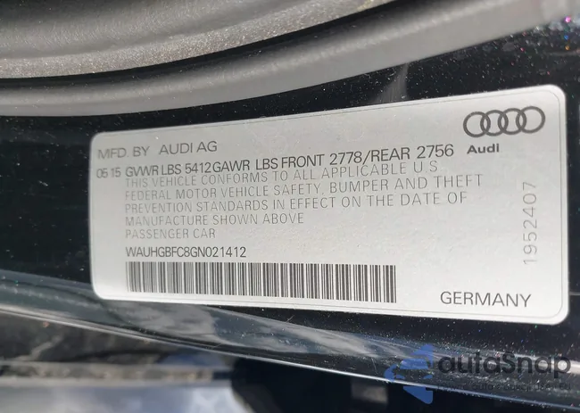 WAUHGBFC8GN021412: 43814283