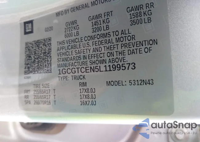 1GCGTCEN5L1199573: 43814353