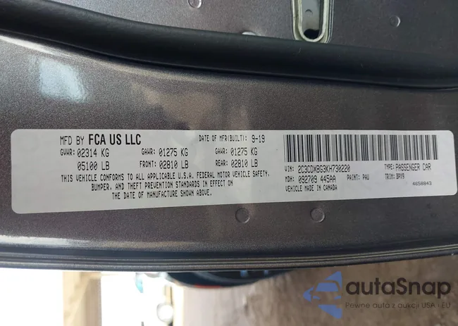 2C3CDXBG3KH730220: 43814505