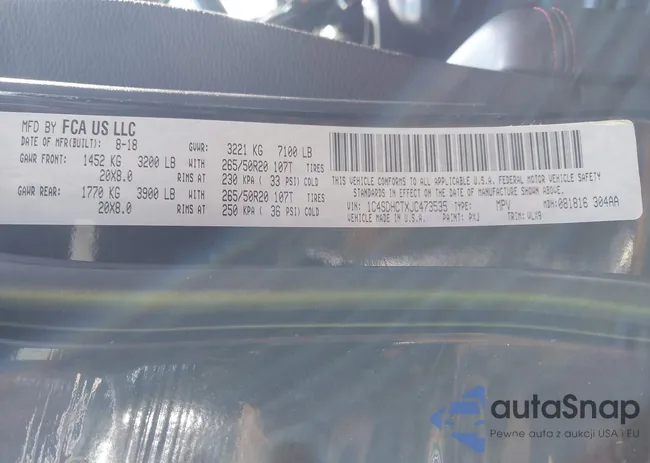 1C4SDHCTXJC473535: 43813637