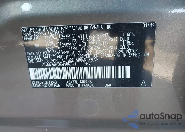 2T3BF4DV9CW186741: 43813659