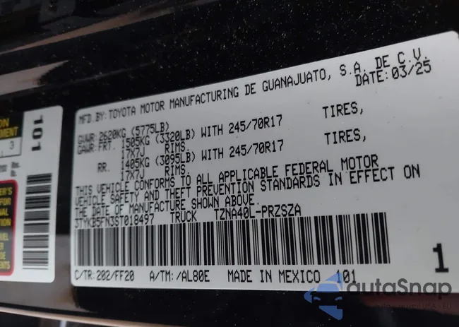 3TYKB5FN3ST018497: 43815953