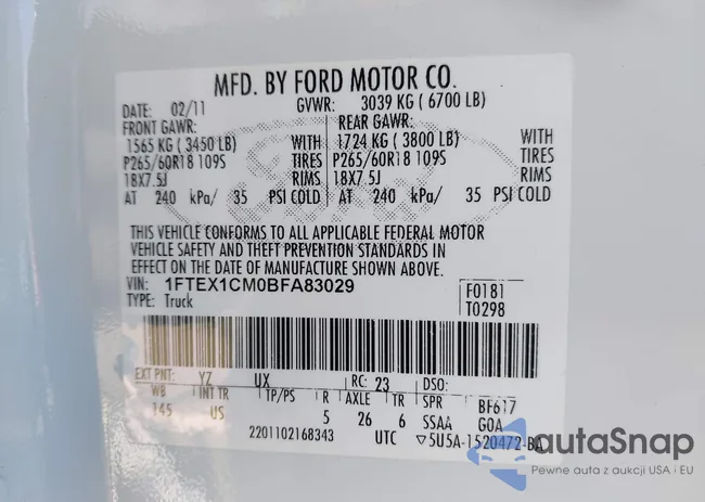 1FTEX1CM0BFA83029: 43816067