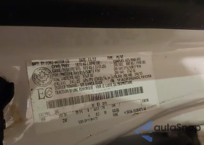 1FADP3N26DL191359: 43816082