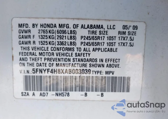 5FNYF4H8XAB003039: 43816211