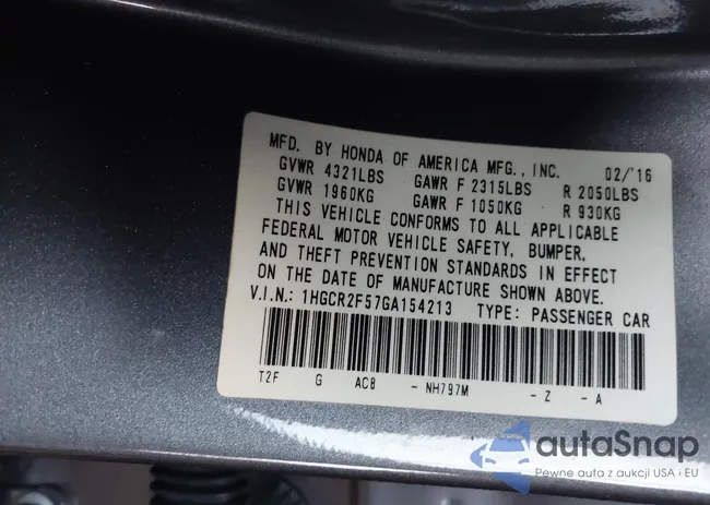 1HGCR2F57GA154213: 43816268