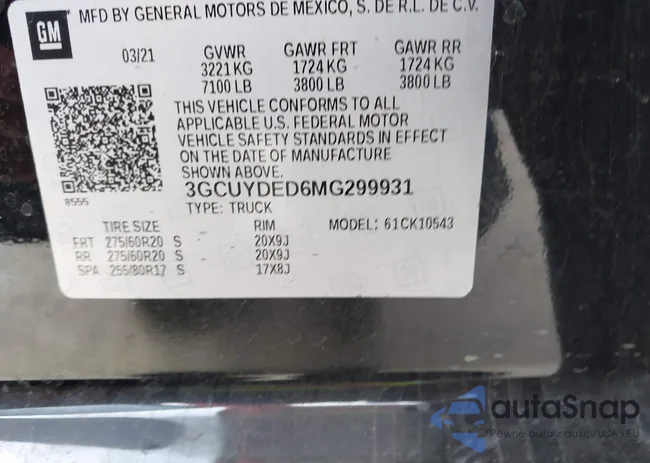 3GCUYDED6MG299931: 43815808