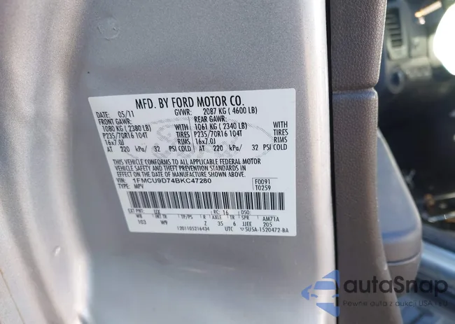 1FMCU9D74BKC47280: 43815828