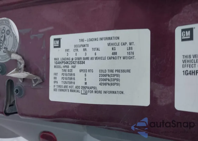 1G4HP54K224216334: 43817116