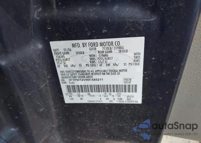 1FTPW12V56FA85211: 43817295