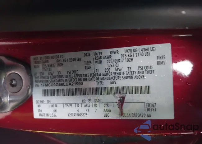 1FMCU0G66LUA21990: 43817328