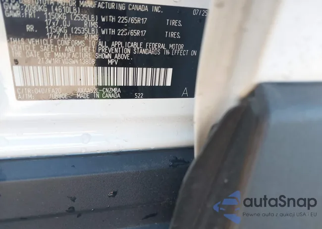 2T3W1RFV0SW413808: 43817329