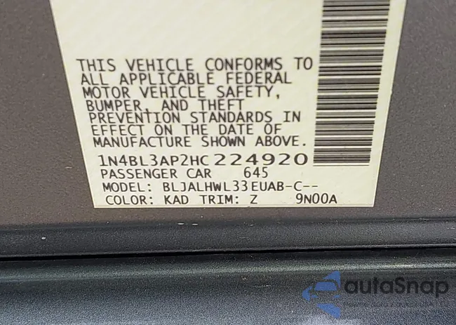 1N4BL3AP2HC224920: 43816541