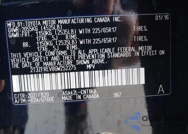 2T3ZFREV8GW252275: 43816673