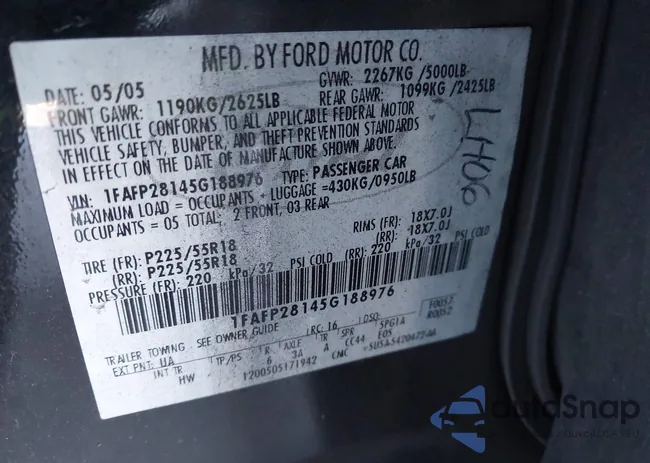 1FAFP28145G188976: 43816698