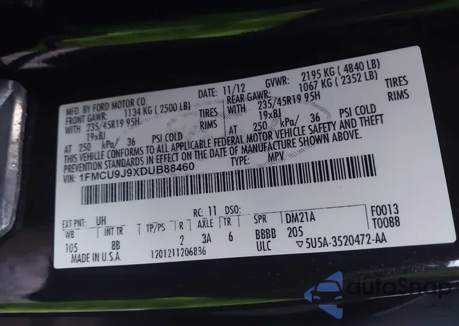 1FMCU9J9XDUB88460: 43816902