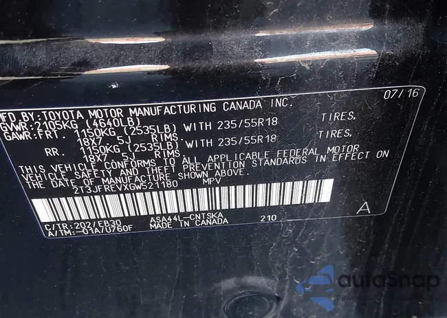 2T3JFREVXGW521180: 43817976