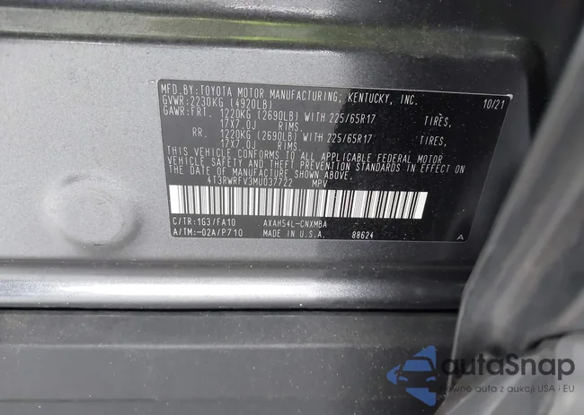 4T3RWRFV3MU037722: 43818146