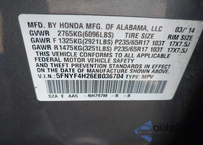 5FNYF4H26EB036704: 43818377