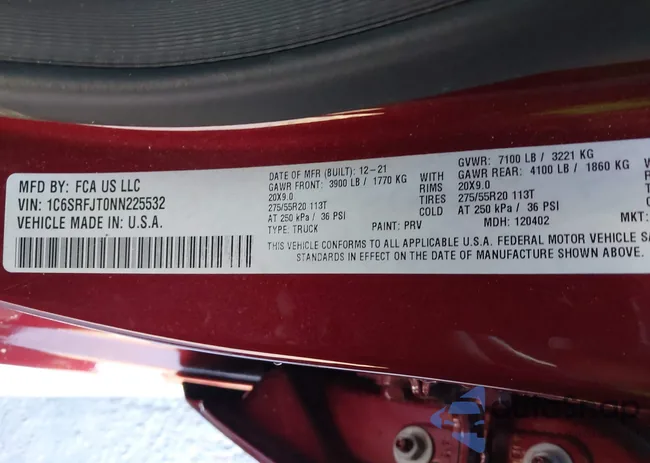 1C6SRFJT0NN225532: 43818412