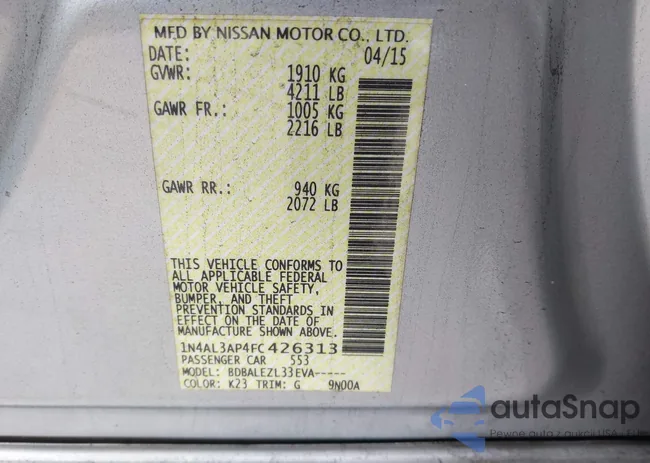 1N4AL3AP4FC426313: 43817817