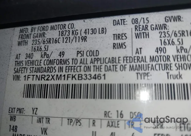 1FTNR2XM1FKB33461: 43817905