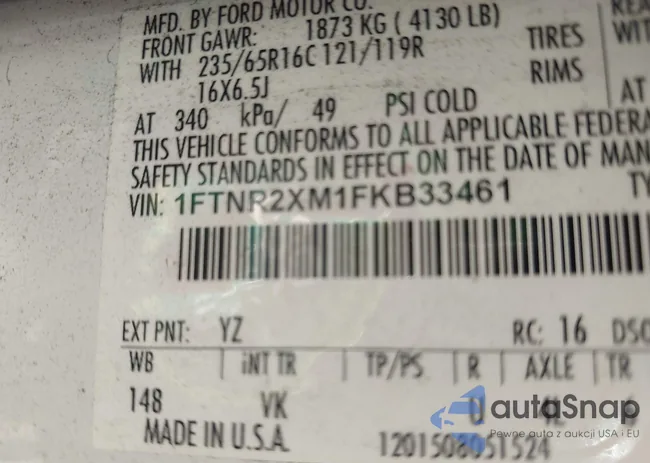 1FTNR2XM1FKB33461: 43817905