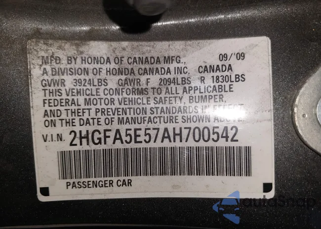 2HGFA5E57AH700542: 43818938