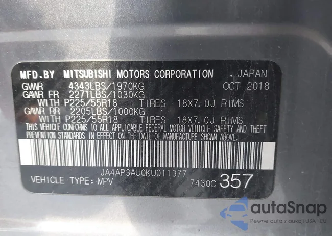 JA4AP3AU0KU011377: 43818989