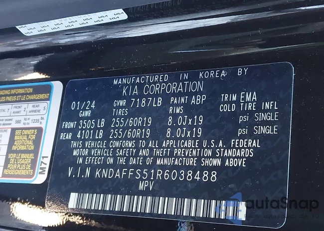 KNDAFFS51R6038488: 43819325