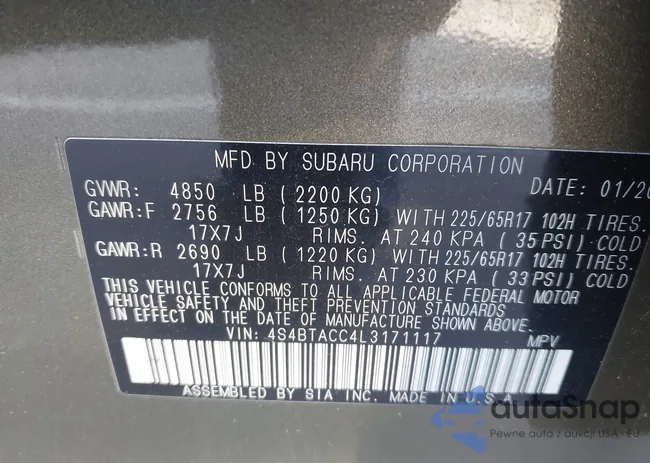 4S4BTACC4L3171117: 43818521